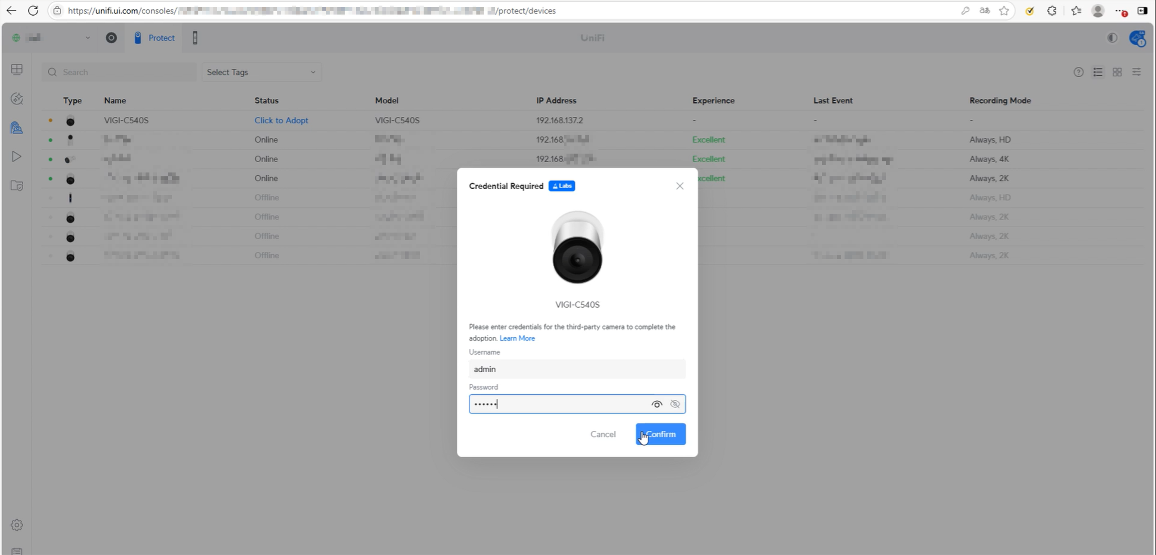 Alt text: Display how to get the VIGI camera adopted.