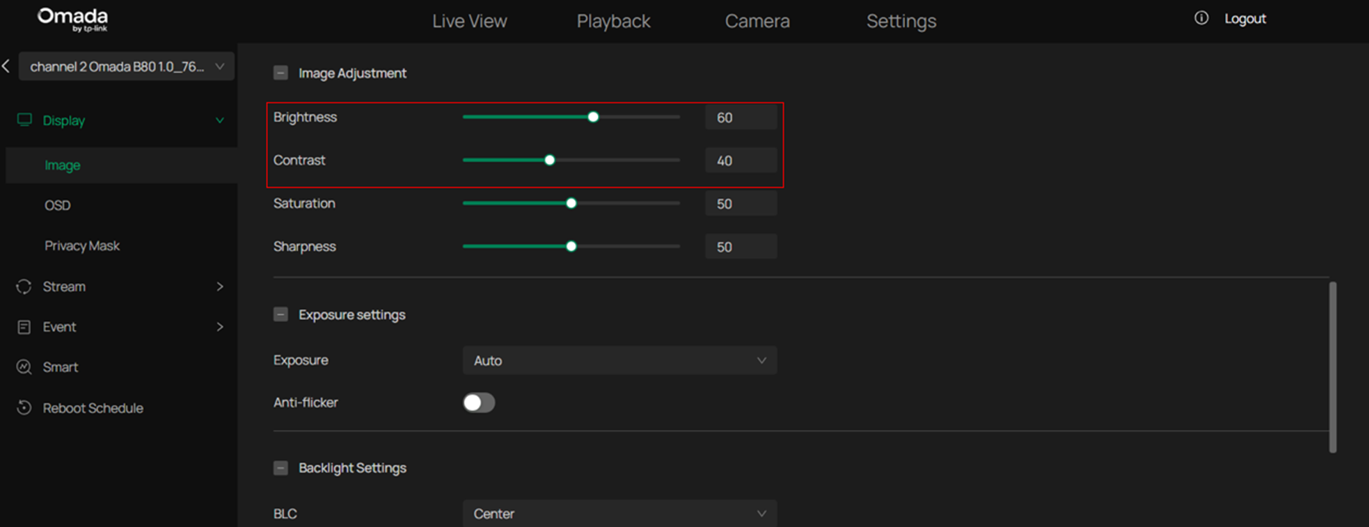 Alt text： configuration of brightness and contrast.