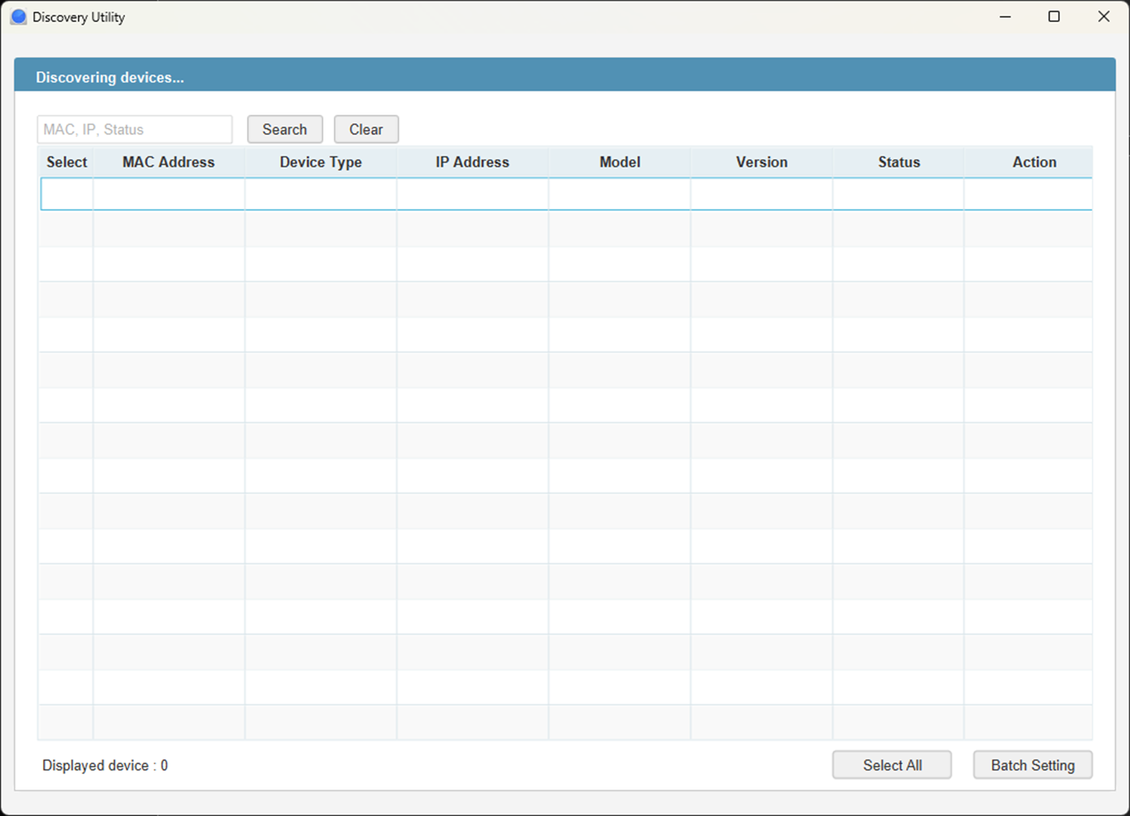 Alt text: Omada Discovery Utility home page.
