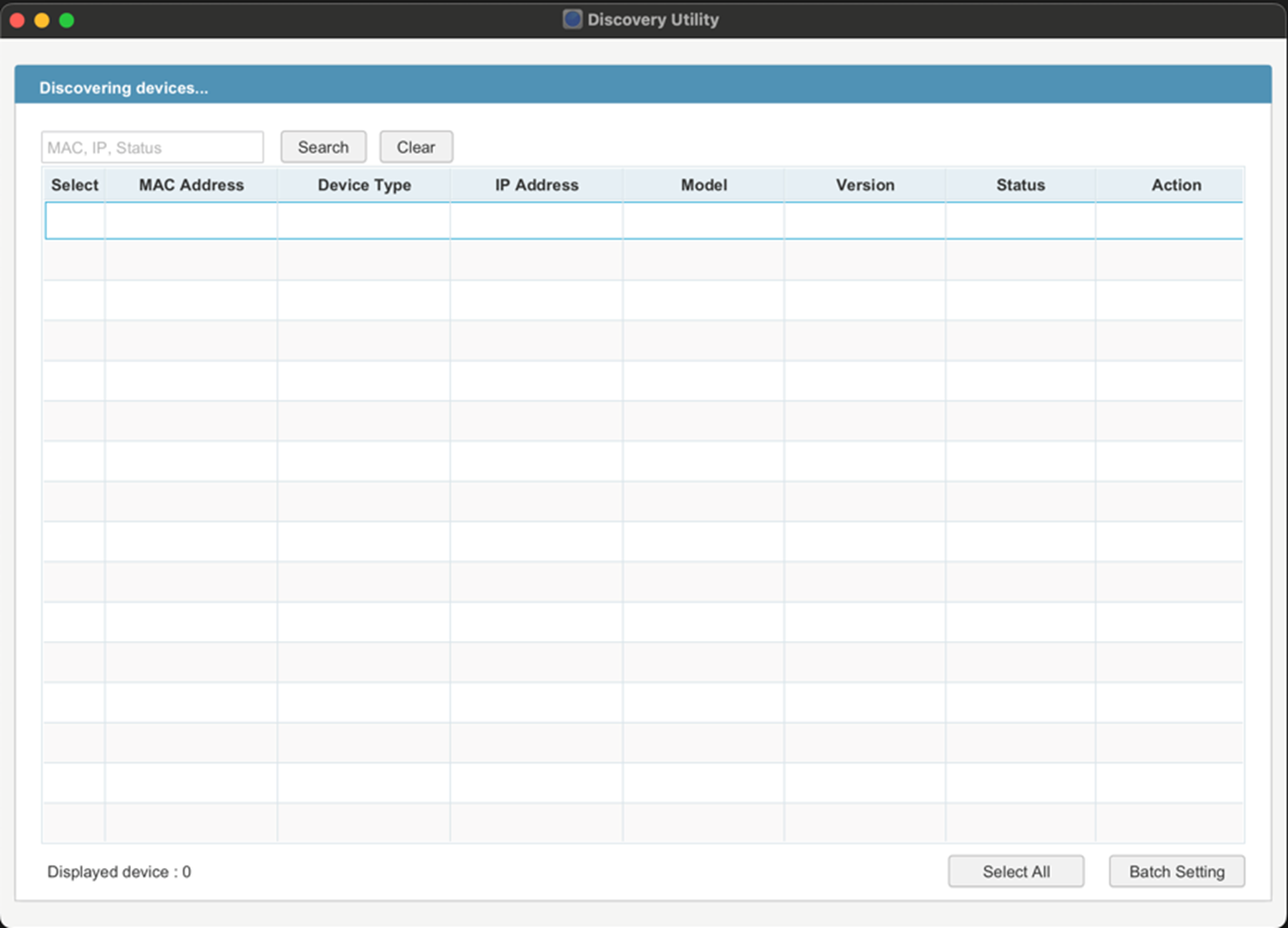 Alt text: Omada Discovery Utility home page.