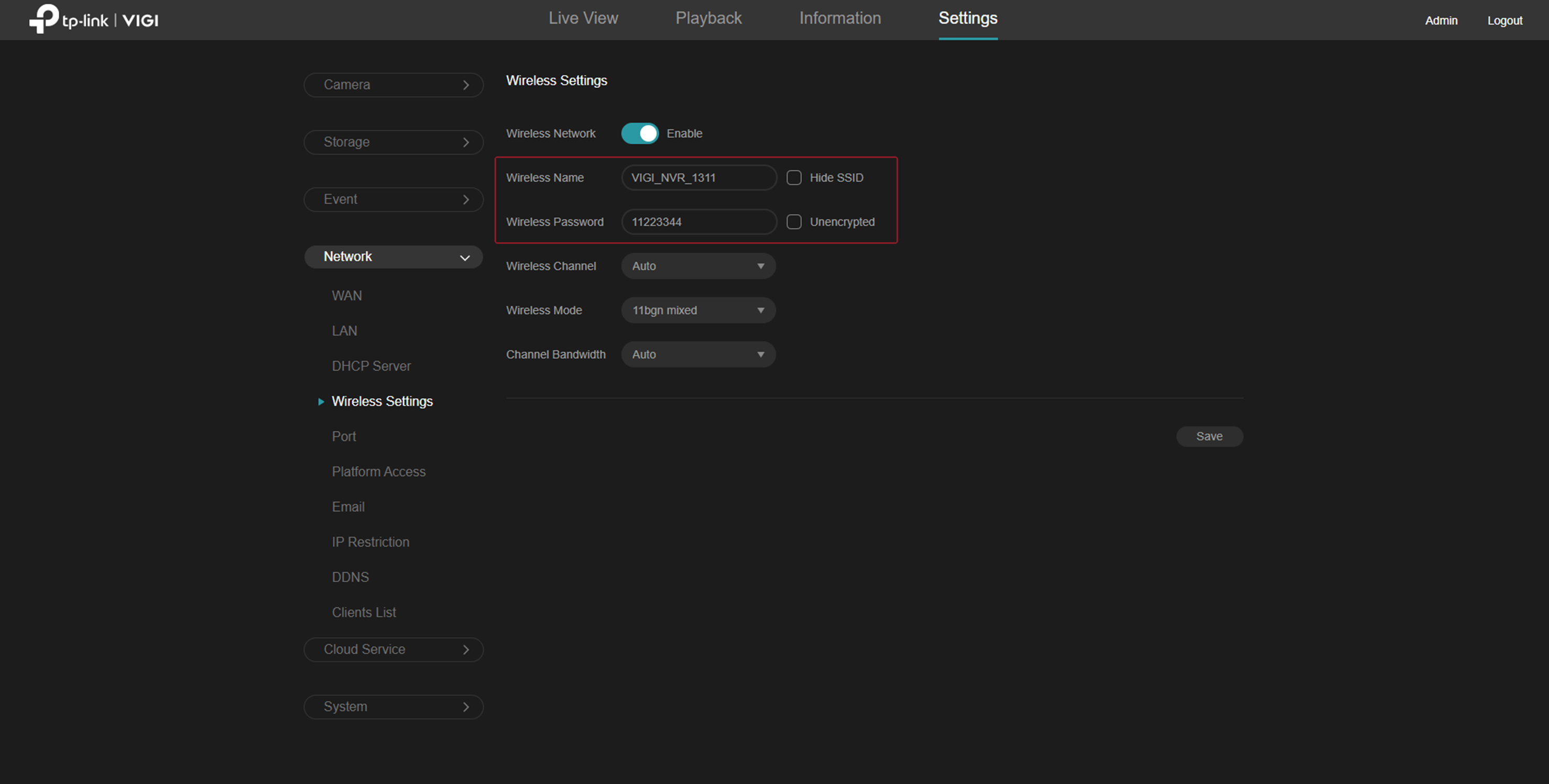 Alt text: Marks the location of the wireless name and password.