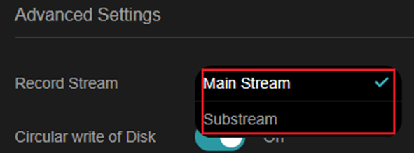 Alt text: Show all selections of Record Stream.