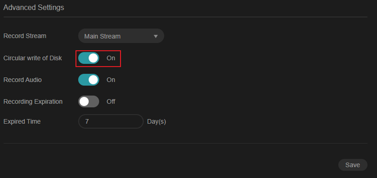 Alt text: Displays the location of the Circular write of Disk.