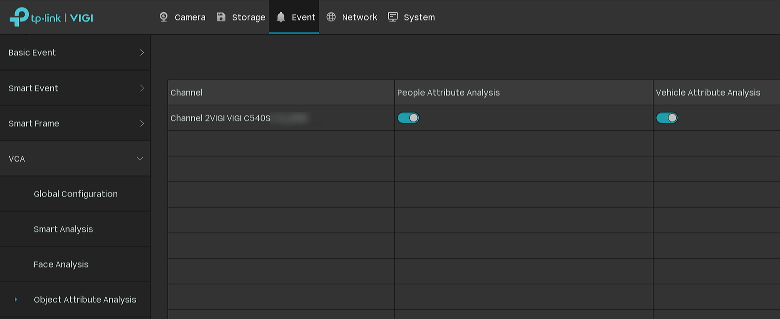 Alt text: Location to configure object attribute analysis.