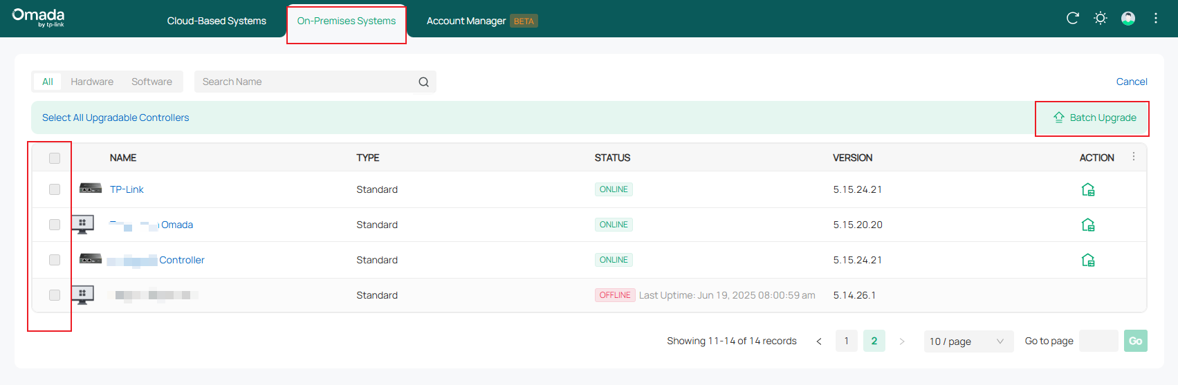 Show path of batch upgrade.