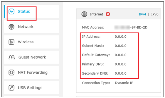 Status-Internet page.