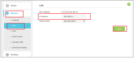 Change router's LAN IP on Network->LAN page.