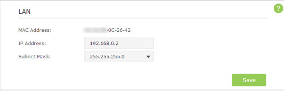 Go to Advanced >Network > LAN and configure the IP address of the extended router to be in the same subnet with the root router.