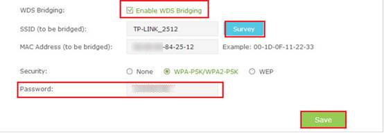 Enter the wireless password of the root router.