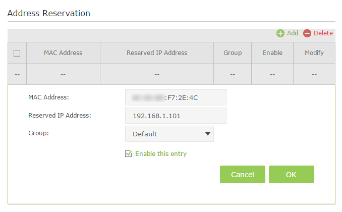 Set Address reservation for PC 1 on new router web UI.