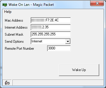 Run Wake On Lan GUI software on a PC.