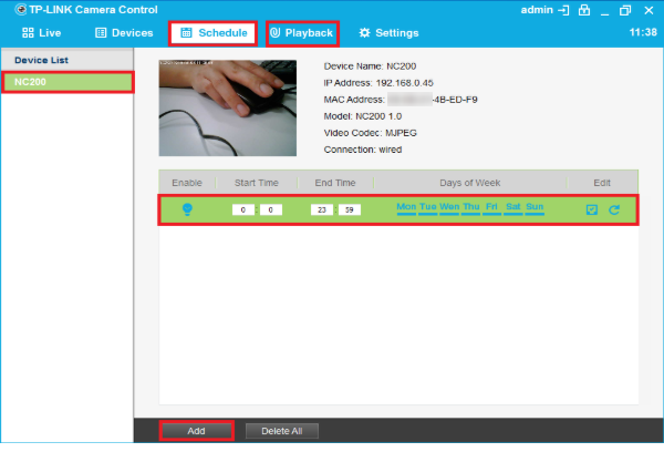 "Schedule" page.