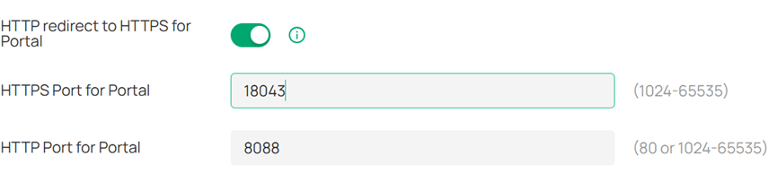 Example for changing HTTPS ports to 18043.