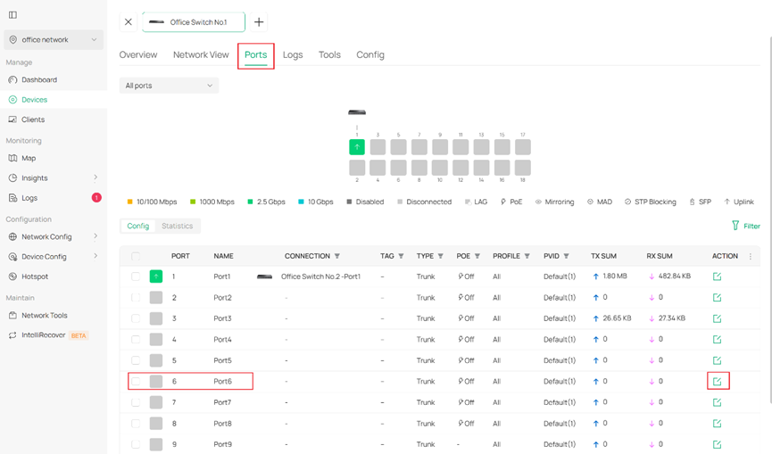 Display port settings page.