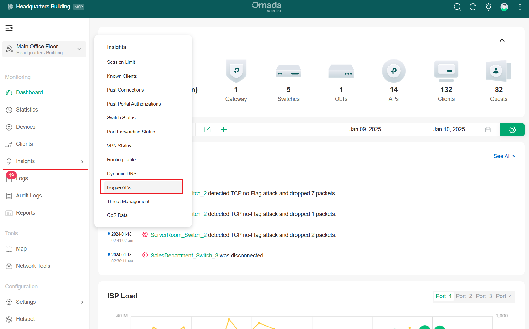 Screenshot of path to find Rogue APs.