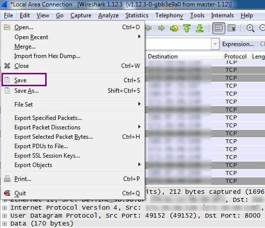 "File > Save" option.