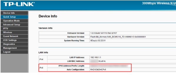 "Device Info" page.