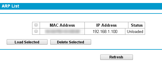 "ARP List" page.