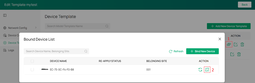 Manually unbinding Gateway Device Template entry.