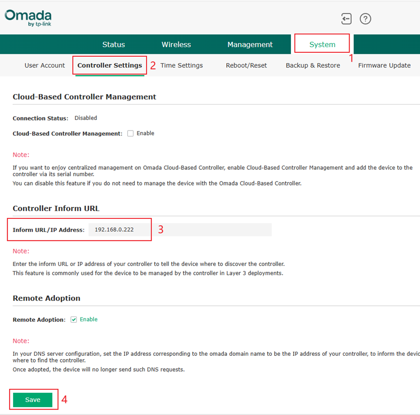Web interface of Omada EAP.