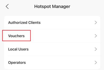 Vouchers in the Hotspot Manager.