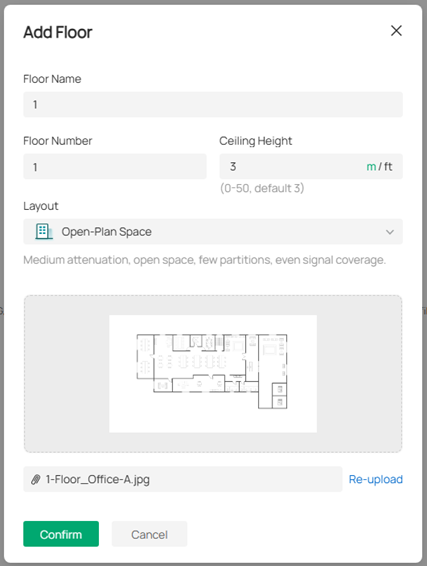 Screenshot of Omada Design how to add a Floor.