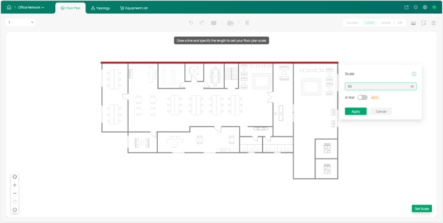 Screenshot of Omada Design Hub Floor Plan Scale.