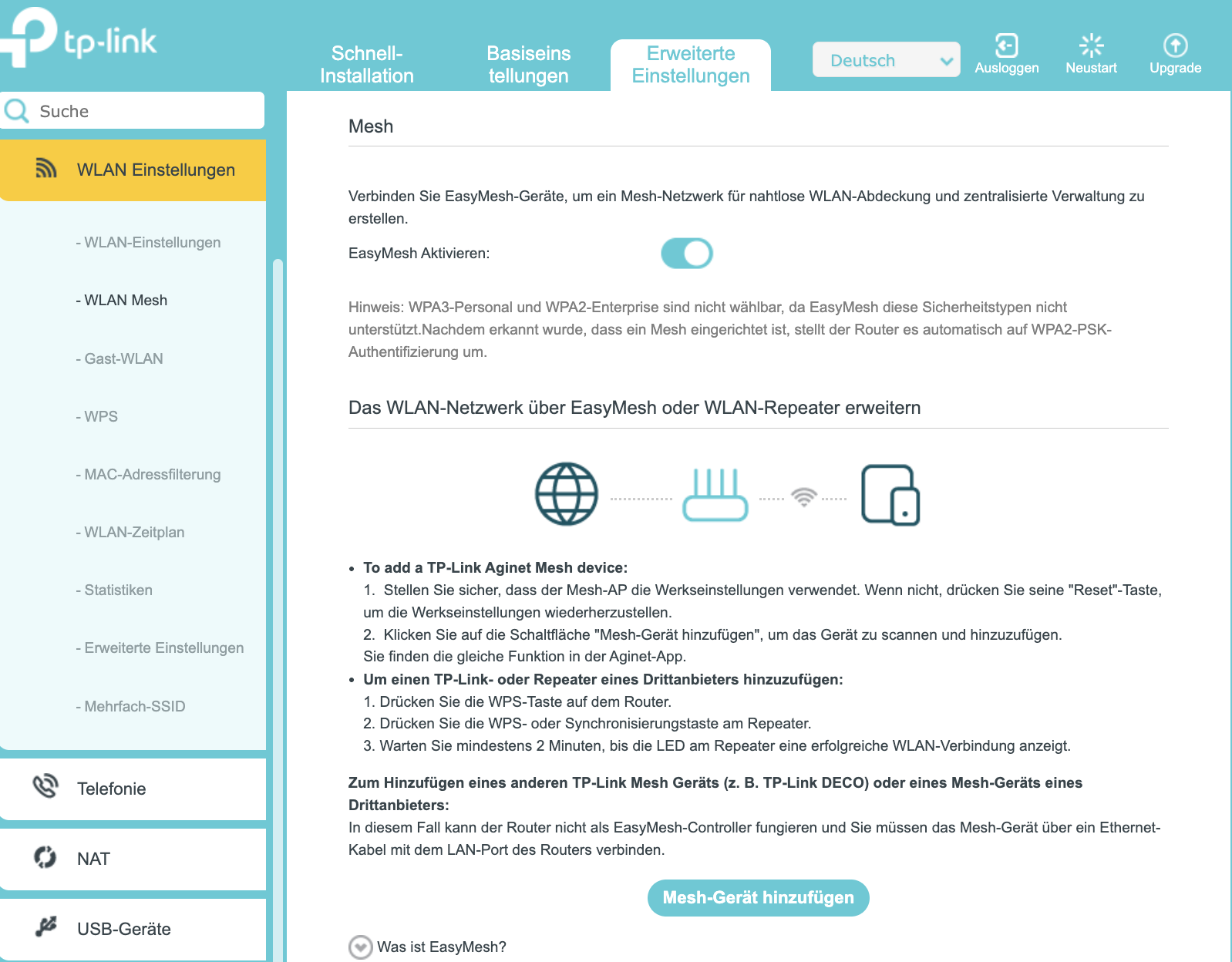 WLAN-Mesh-Einstellungen