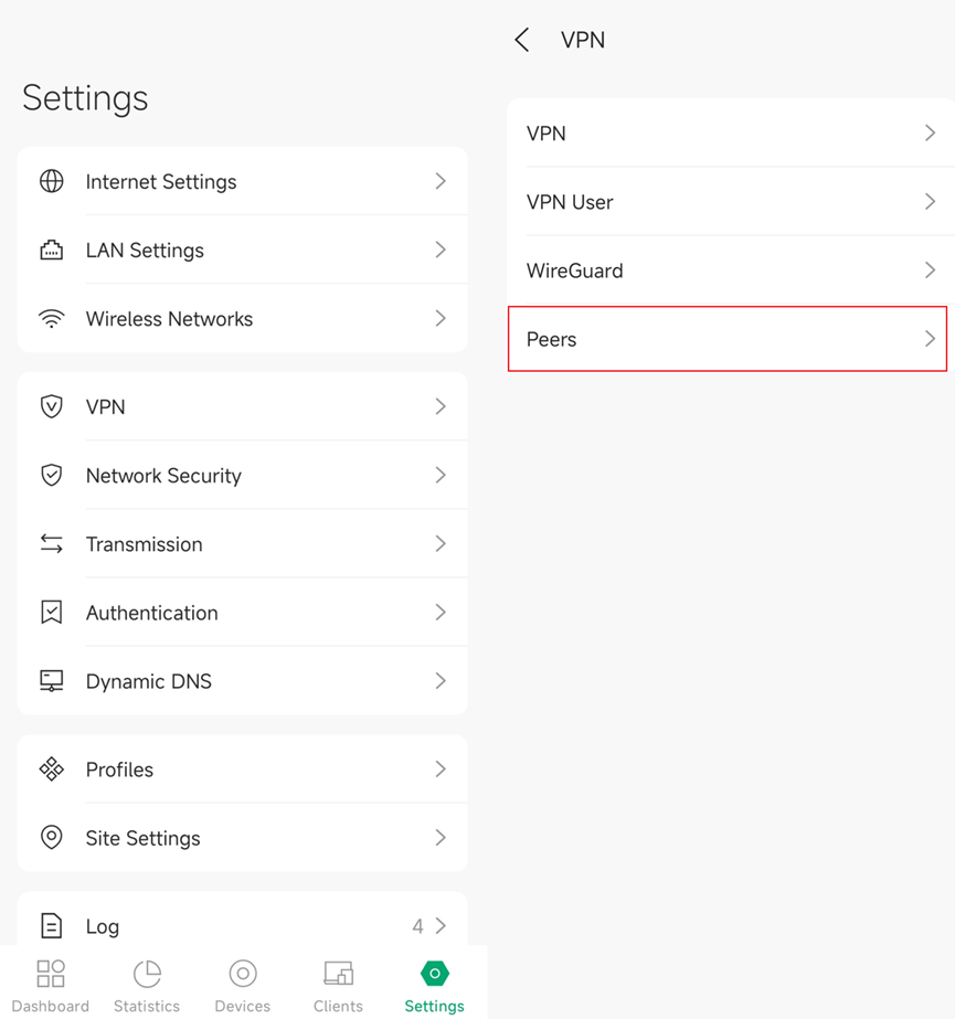 Where to configure Peer information.