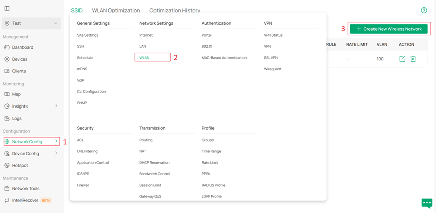 User interface where you can configure a EoGRE SSID on EAPs.
