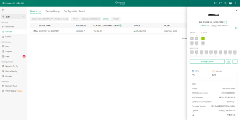 New OLT drawer page.