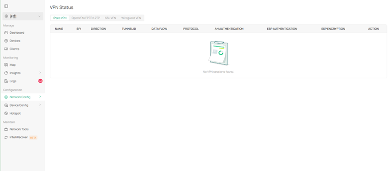 VPN Status in Network Config.