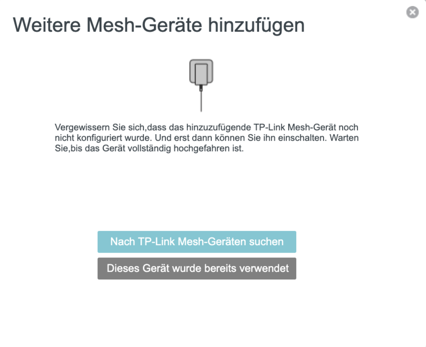 WLAN-Mesh-Gerät über Scanvorgang hinzufügen