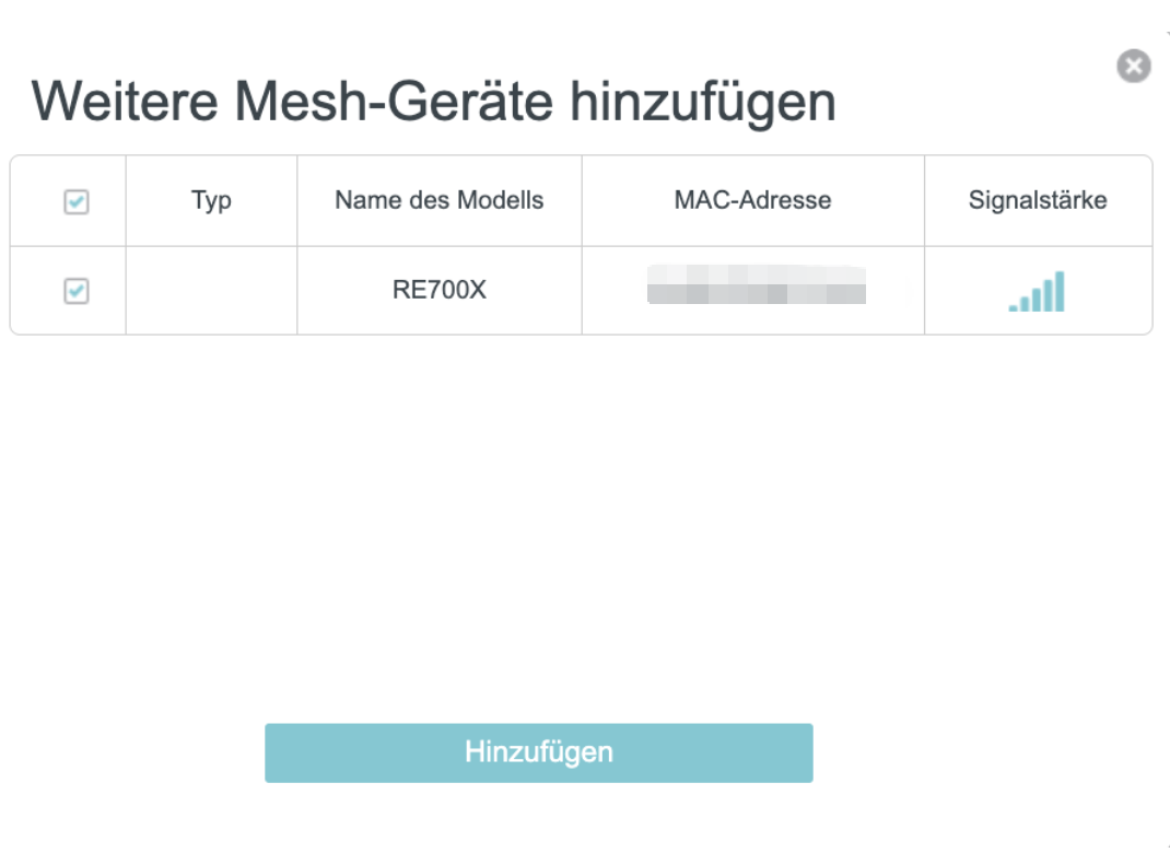 WLAN-Mesh-Gerät über Scanvorgang hinzufügen