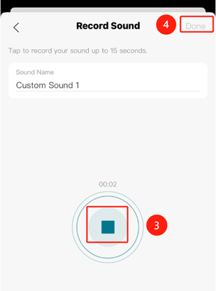 Show the recording in progress and where to press done.