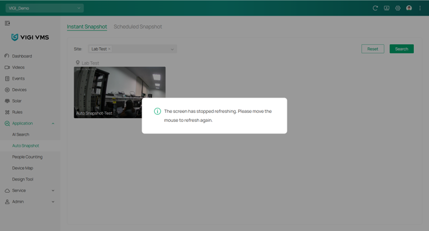 Shows prompt on screen referencing the screen refresh being stopped and to move mouse.