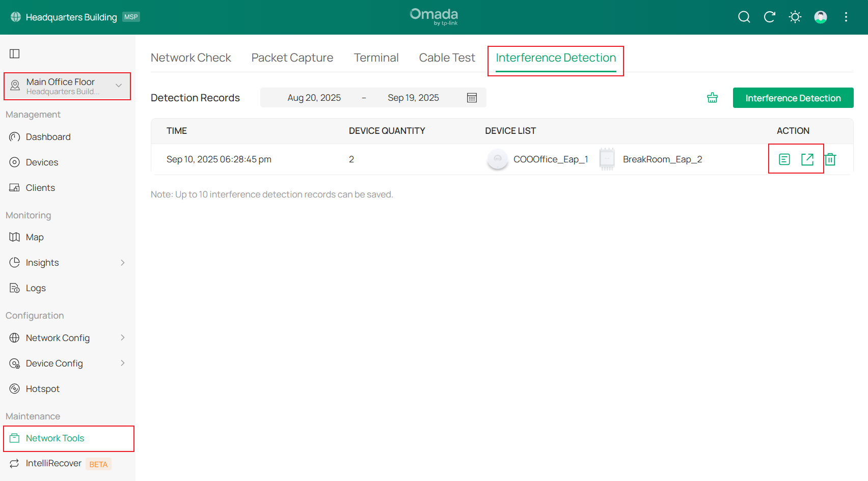 Show path of exporting the results file.