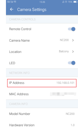 camera Settings page.