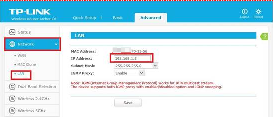 Set LAN IP address.