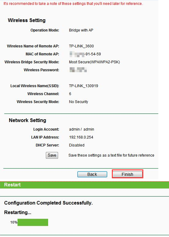 Confirm and Restart.
