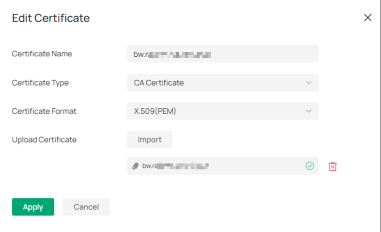 Shows where to add and edit a CA certificate.
