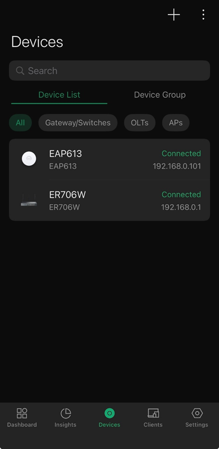 Check the device status in the APP.