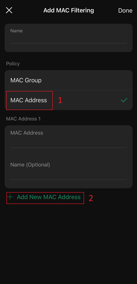 Enter the MAC address manually.