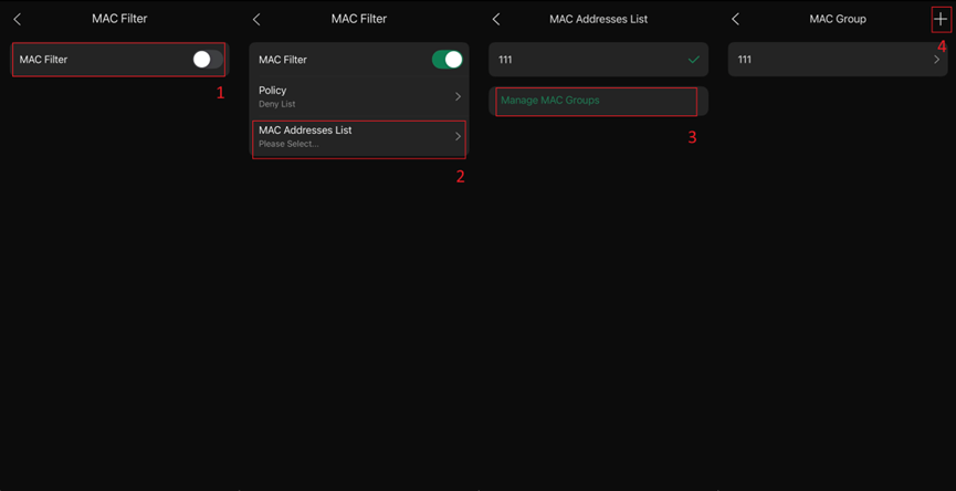 Configure the MAC Filter.