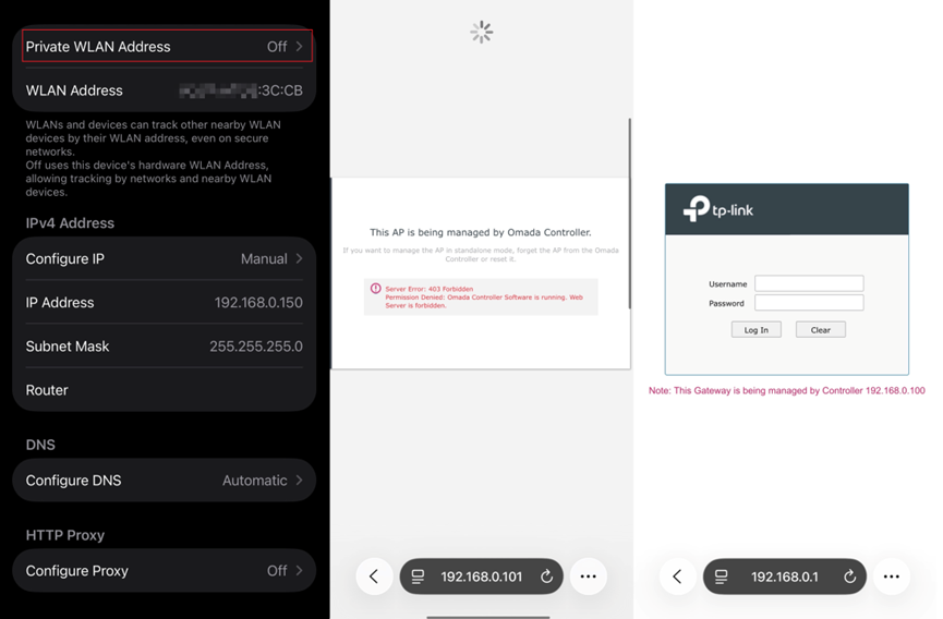 Phone can normally access the front-end AP and gateway.