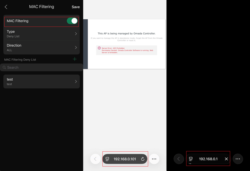 Only the AP's webUI is accessible.