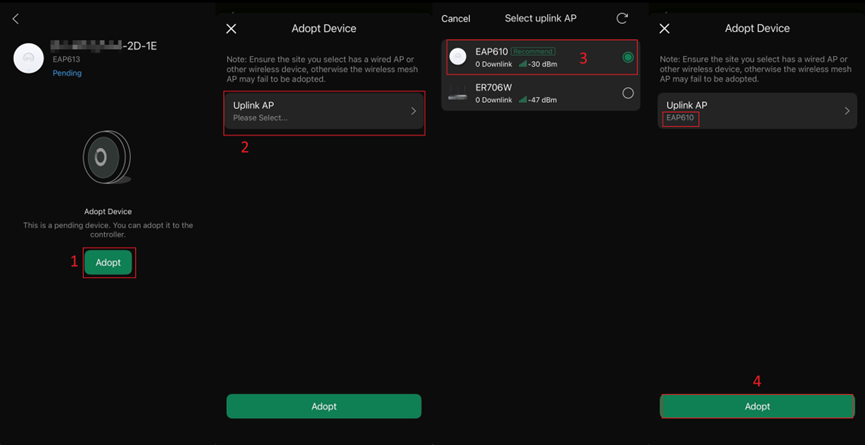 Select the uplink AP in the private configuration of EAP613.