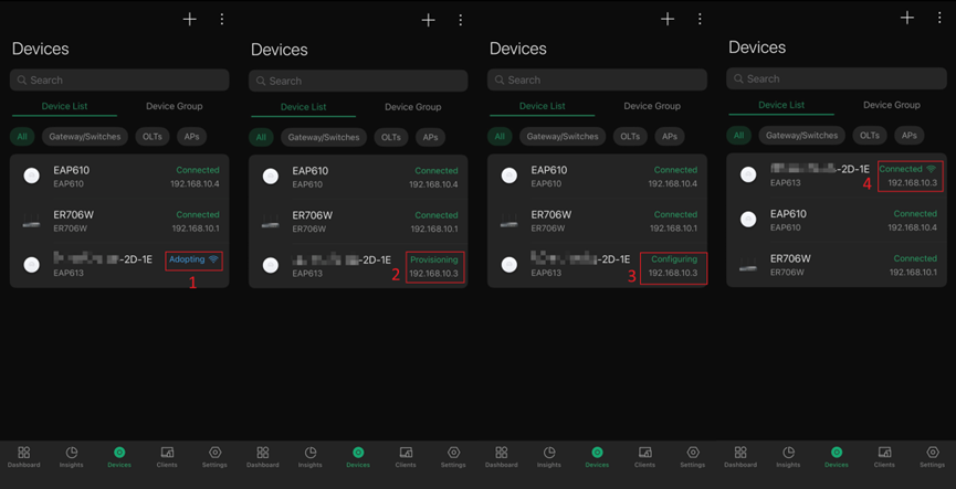 Observe the four stages of the mesh process.