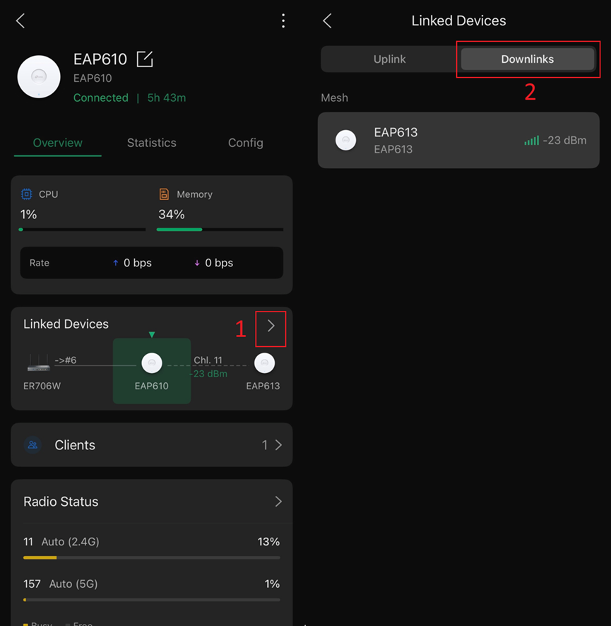 Check the mesh information on the uplink AP.