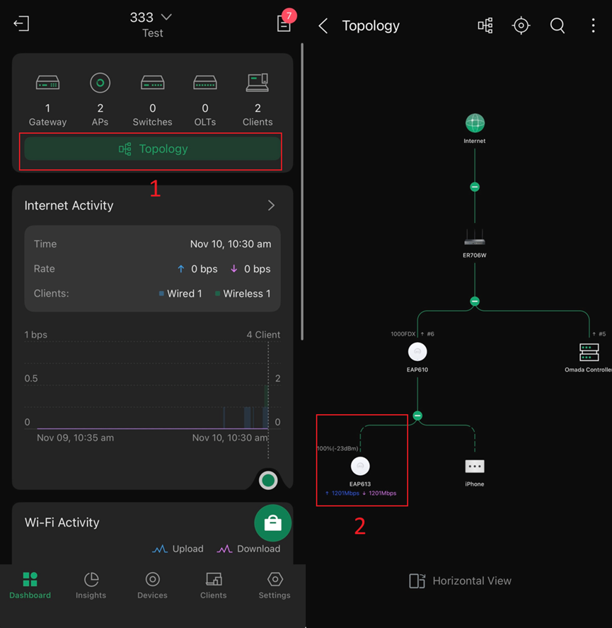 View the network topology display results after mesh.